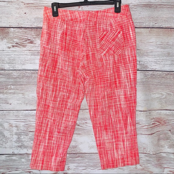 Talbots Petite Linen Blend Casual Stretch Mid Rise Tapered Capri Pants 8P - Picture 2 of 4